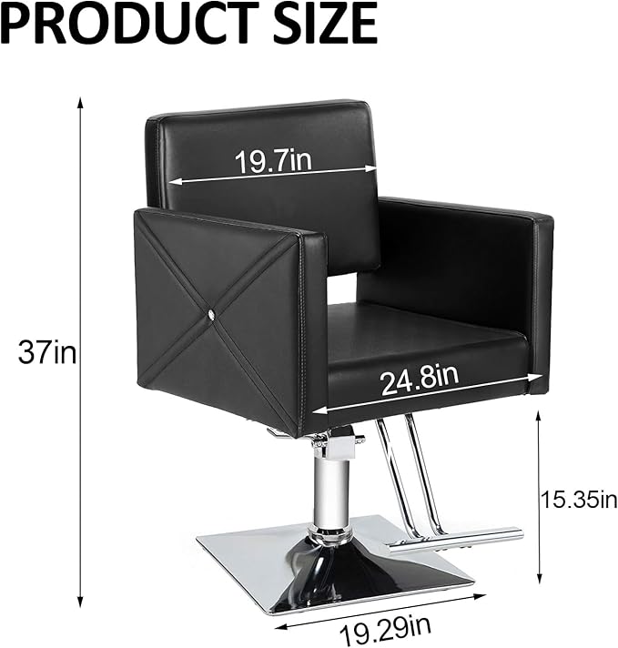 Barber Salon Chair for Hair Stylist, Heavy Duty Hydraulic Pump Stylist Chair, 360 Degrees Rolling Swivel Adjustable Spa Beauty Equipment for Barbershop/Home, Black (Black)