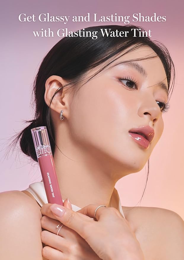rom&nd GLASTING WATER TINT 14 Mauve Moon | Long-Lasting Hydrating Lip Stain | Non-Sticky Glossy Finish for Cool Tones | K-Beauty Liquid Lipstick
