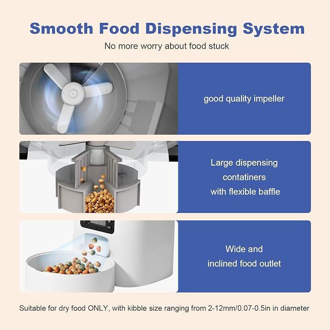 Automatic Cat Feeder, 3L Cat Food Dispenser with 10s Voice Recorder, Pet Feeder up to 8 Meals per Day, Timed Dog Feeder (White-Basic)