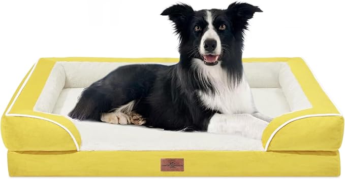 Comfort Expression Waterproof Orthopedic Dog Beds for Large Sized Dog | Supportive Egg Crate Foam Large Pet Bed with Removable Bolster, Dog Couch with Washable Cover & Non-Slip Bottom, 36x27 Inch