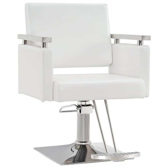 BarberPub Classic Hydraulic Barber Chair Styling Salon Chair for Hair Stylist Beauty Spa Equipment 8808 (White)