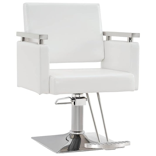 BarberPub Classic Hydraulic Barber Chair Styling Salon Chair for Hair Stylist Beauty Spa Equipment 8808 (White)