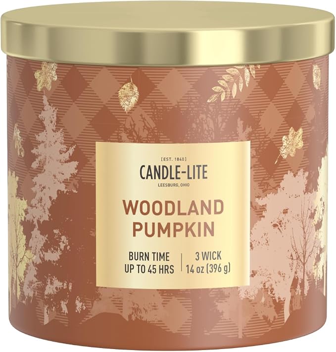 Candle-lite Halloween Scented Candles, Juicy Orange Peel with Pumpkin, 14 oz Jar, 45 Hour Burn, Fall Scented Candle for Home Decor, 3-Wick, Proudly Poured in USA, Halloween Candle Decoration