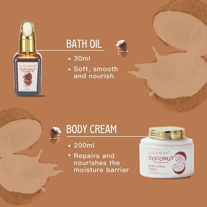 Mothers Day Gifts for Women - Coconut Bath and Body Gift Basket Set for Women and Men Spa Kit Spa Gift Baskets | Valentines Day Gifts, Birthday, Christmas Gift, All Occasion Present for Mom
