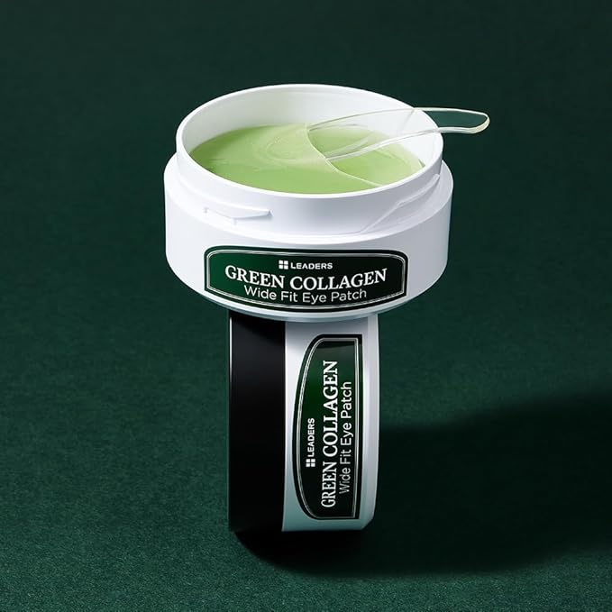 LEADERS Green Collagen Wide Fit Eye Patch – Vegan Hydrogel Firming Eye Patch, Deep Absorption, Helps Improve Fine Lines, Anti-Aging, Firming & Wrinkle Care, Gentle Formula for Sensitive Skin - 96g