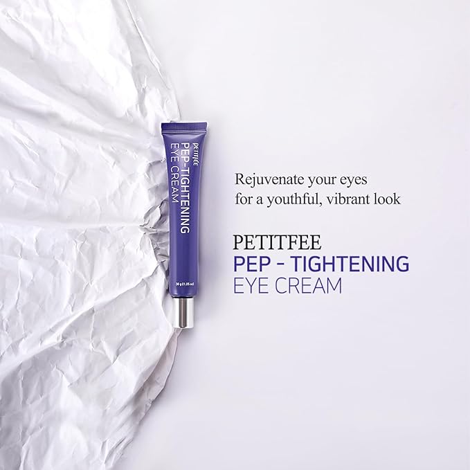 Petitfee Pep-Tightening Eye Cream 1.05 oz (30g) - Peptide Eye Cream with Green Tomato Extract, Coffee Seed Extract, Ceramide NP, for Fine Lines, Tightening Under Eye, Line Smoother, Korean Skin Care