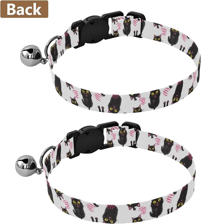 Black Cats Yellow Eyes Easy to Wear Kitten Collar 2 Pack Collar for Puppy