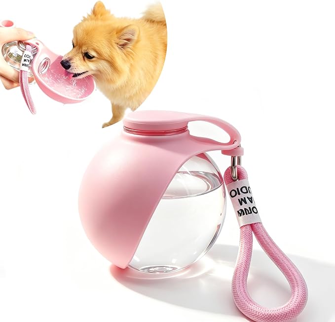 Dog Water Bottle Portable, 2in1 Round Dog Water Bowl PET 10oz