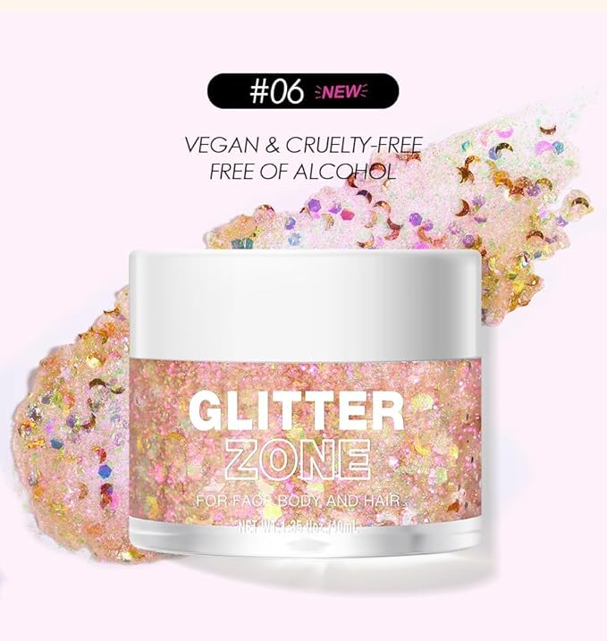 BestLand Body Glitter Gel for Women and Kids – Sparkle Glitter Makeup for Face, Body & Hair – Long Lasting Shimmer Gel for Festival accessories, Rave, Halloween, Party, Mermaid Look (06 Dreamy Galaxy)