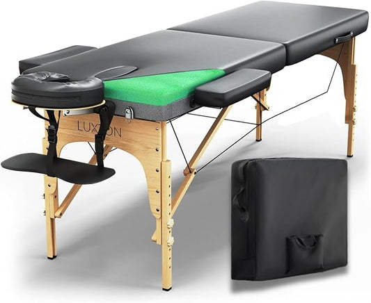 Premium Foam Massage Table Portable Foldable Massage Bed Height Adjustable, 72 Inches Long 27 Inches Wide Home Salon Spa Bed Tattoo Table with Accessories & Carrying Case, Easy Set Up