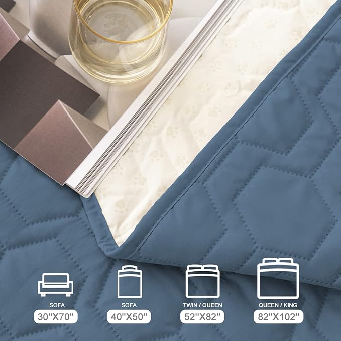 Tcksstex Waterproof and Non-Slip Dog Bed Cover and Pet Blanket Sofa Pet Bed Mat ，car Incontinence Mattress Protectors Furniture Couch Cover for Most Cats Dogs, Pets（52x82- Navy Blue）