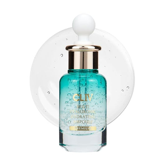 CLIV Multi Hyaluronic Hydrating Ampoule | 85% Hyaluronic Acid, 8-Layer Hydration, Ceramides & Panthenol for Deep Moisture Care | Korean Skincare Nourishing Serum | 1.01 Fl Oz (Pack of 1)
