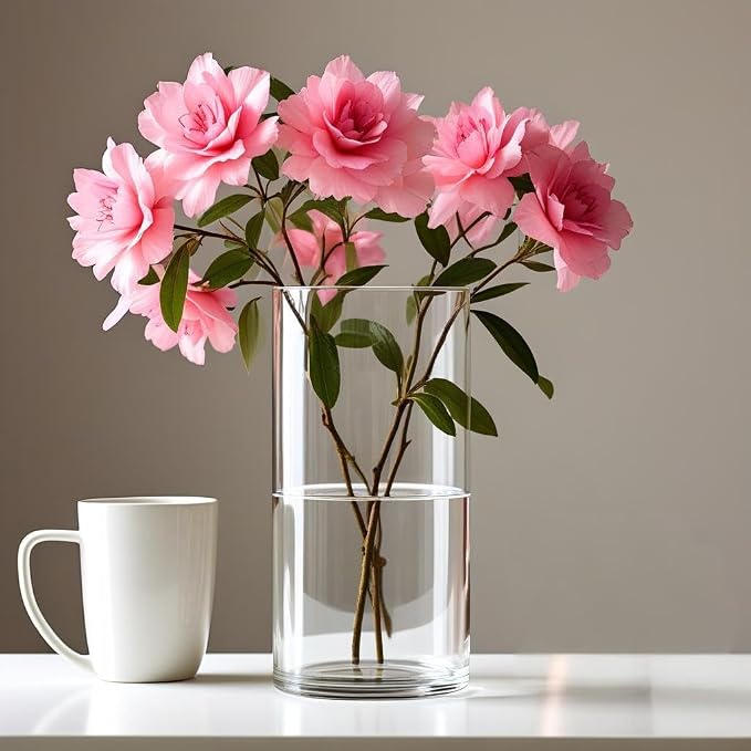 CYS Excel Clear Glass Cylinder Vase (H:9" D:4") Flower Vase Centerpieces Hurricane Floating Candle Holder