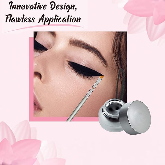 Eyeliner Brush Fine Angled Set - For Liquid Gel Liner Applicator Bent Stencils Thin Pencil Pen Real Small Sharpener Angle Wing Tips Firm Makeup Brushes Black Stamp Winged Kit Flat Waterproof Cat Eye