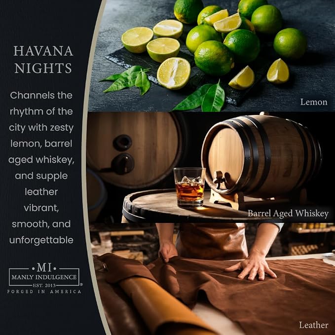 Manly Indulgence Havana Nights Scented Wax Melts, Wax Melt Warmer Cubes, Long Lasting Scented Wax Warmer Cubes, 4 Pack, 6 Cubes Each - Made in The USA
