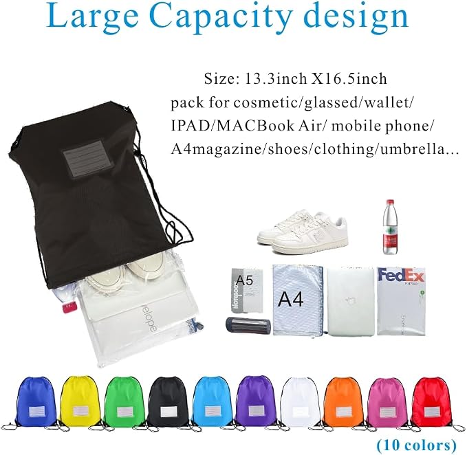 Drawstring Backpack Bulk 40Pcs Draw String Backpack Bags DIY Gym Sports Traveling Yoga Cinch Bag Sackpack Drawstring (black)
