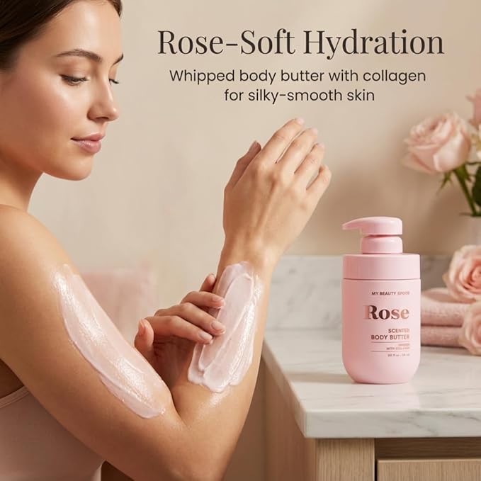 My Beauty Spot Scented Body Lotion for Women - Rose Scented Body Butter, Natural Lotion for Women to Smell Good, Skin Moisturizer Infused with Collagen - Extra Large 510 ml.