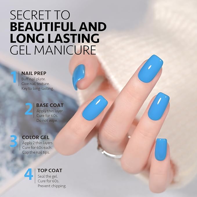 GAOY Blue Gel Nail Polish, 16ml Soak Off Gel Polish, UV Light Cure for Nail Art DIY Manicure at Home, 2453 Celestial Blue