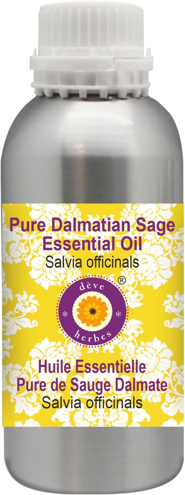 Deve Herbes Pure Dalmatian Sage Essential Oil (Salvia officinals) Steam Distilled 630ml (21 oz)