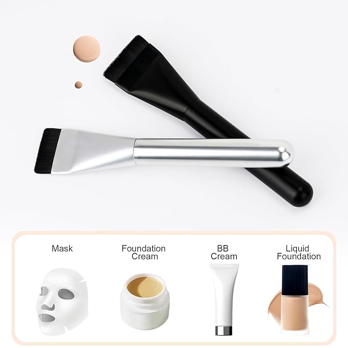 Flat Foundation Brush,Korean Makeup Brush Spatula Facial Brush for Liquid Foundation,Premium Face Makeup Brush for Blending Cream (Black)