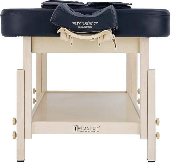 AirMaster-I 30" Professional Stationary Massage Bed | AirWave Compression & Full-Body Stretching | 3D Lumbar Traction Support | Spa & Home Wellness Table - Black/Natural