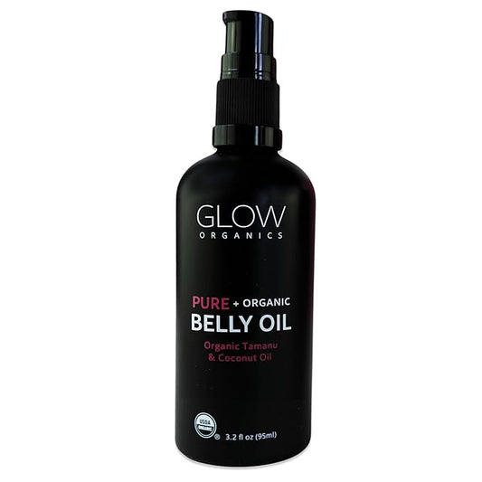 Glow Organics Belly Oil for Pregnancy, Prevents Stretch Marks & Scars, Organic Maternity Skincare, Fast-Absorbing, Pregnancy Safe Daily Ritual, 95ml