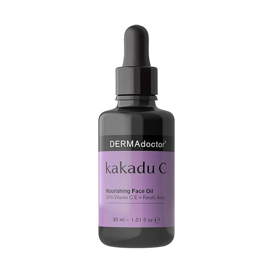 DERMAdoctor Night Face Oil Toner Anti-Aging Hydrating - 20% Vitamin C Ester, Vitamin E, Ferulic Acid, & Marula Oil for Face | Concentrated Vitamin-C Ester Facial Oils | Dermatologist Formulated - 1 Oz