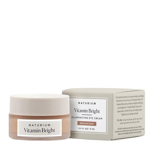 Naturium Vitamin Bright Illuminating Eye Cream, Under Eye Repair Cream for Dark Circles, with Vitamin K, Phyto-Complex, & Mineral Pigments, Medium/Deep, 0.5 oz