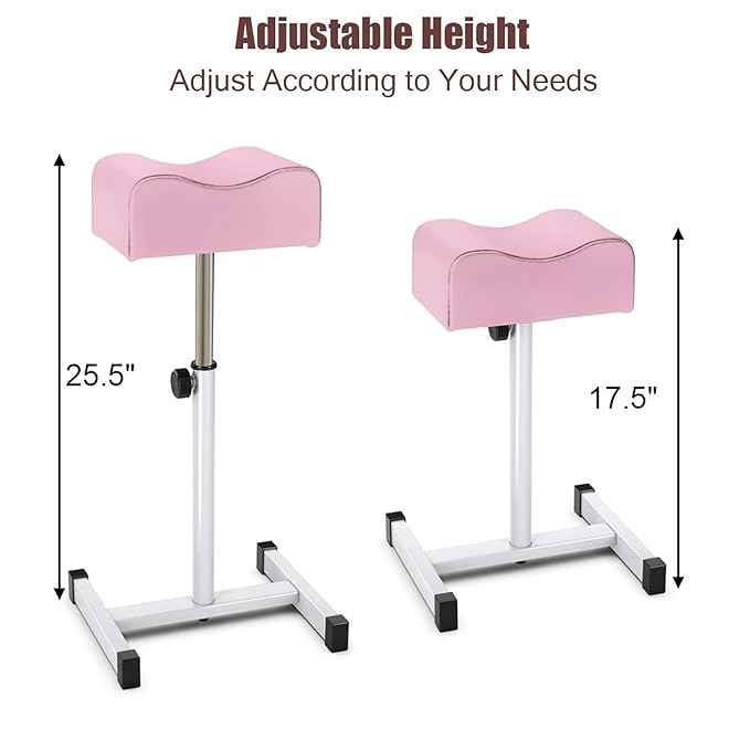 Pedicure Foot Rest,Adjustable Height Pedicure Stool,Pedicure Stand for Home Salon,Tattoo,Nail Tech(Pink)