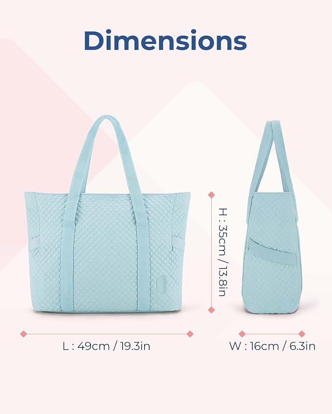 BAGSMART Crush Tote Bag for Women, 20L Puffer Work Tote with Zipper, Travel Essentials Quilted Nurse Hospital Bag