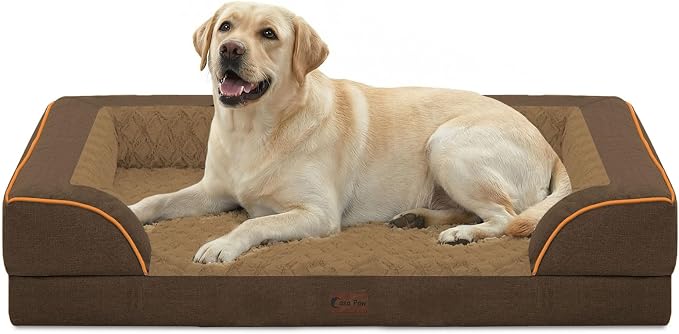 Waterproof Orthopedic Dog Bed for Extra Large Dogs, 45x35in, Brown | Orthopedic Foam Relieves Joint Pressure, Bolsters Supports Head And Neck, Washable Cover, Non-Slip Bottom