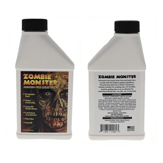 FX Zombie Ammonia Free Liquid Latex 2 Pack + Fake Blood for Halloween Vampire, Monster, Zombie Makeup and Dress up, Ideal for Art, Theater, Stage Blood