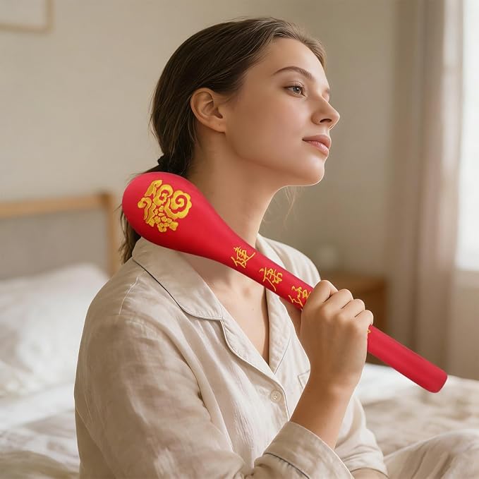 Handheld Massage Hammer Pat Stick for Body Pain Relief and Blood Circulation Portable Sha Board for Acupoint Therapy and Fatigue Recovery 18.89 Inch