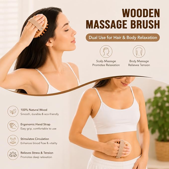 5PCS Wood Therapy Massage Tools Set, Maderoterapia Lymphatic Drainage Massager, Professional Maderoterapia Kit Cellulite Massager for Body Contouring,Relief Muscle， Gua Sha Facia Tools