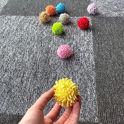 9Pcs Fuzzy Cat Ball Toys - Safe Pom Pom Balls for Indoor Cats, Kitten Chasing Toys with Bell (Multicolor)