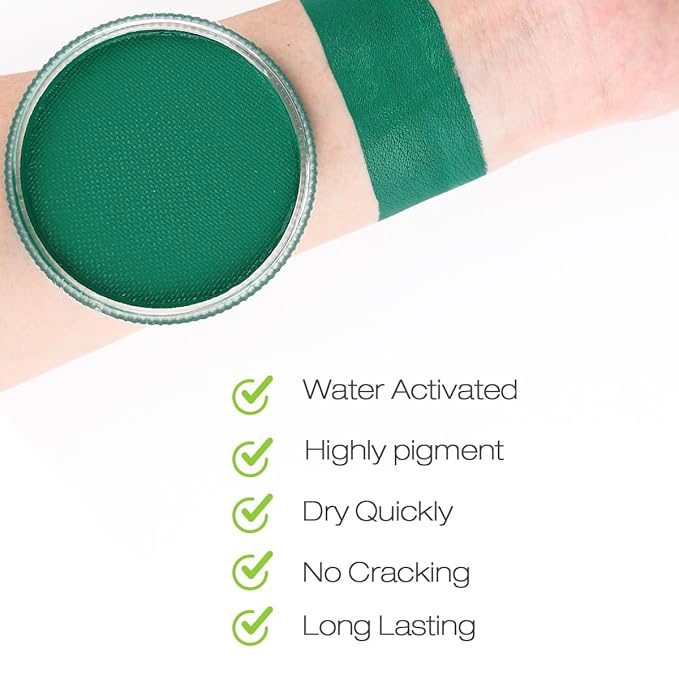 Bowitzki 30g Professional Face Paint Body Paint Water Based Face painting Makeup Safe for Kids and Adults Split Cake Single Color - Teal