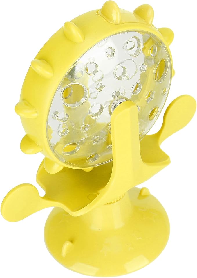 VINGVO Cat Treat Dispenser Toy, Interactive Cat Feeder 360 Degree Rotating Windmill Leaking Food Toy for Indoor Cats with Suction Cup Cat Camera Treat Dispenser Cat Treat Dispenser Toy