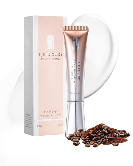 TJE Caffeine Eye Cream, Under Eyes Cream with Hyaluronic Acid & Vitamin E, Under eye Treatment Serum for Women & Men - 15 g