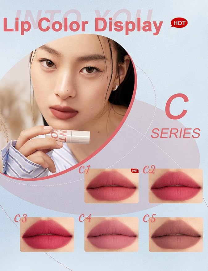 INTO YOU Matte Lipstick, Super Stay Lipstick for Women, Lip Stain Long Lasting Waterproof, Lip Mud Soft Lightweight, Smooth Lip Clay Mousse, Dual-Use For Lips And Cheek, Nude Lipstick (C5)