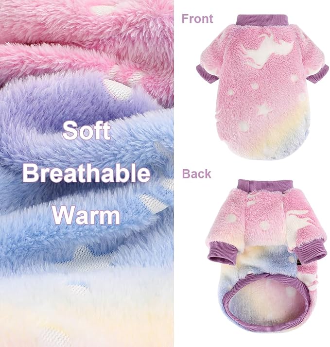 Dog Sweater Glow in The Dark Girl Pink Small Fleece Clothes Winter Soft Thickening Warm Puppy for Dogs Boy Teacup Yorkie Chihuahua (S,Pink)
