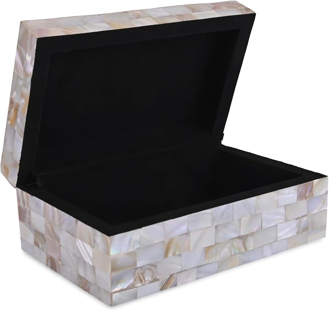 Perilla Home Home Decor Decorative Storage Wooden Box Organizer Tool Stash Card Craft Treasure Trinket Memory Keepsake Jewelry Box for Men and Women, Gifts For All, Mother of Pearl