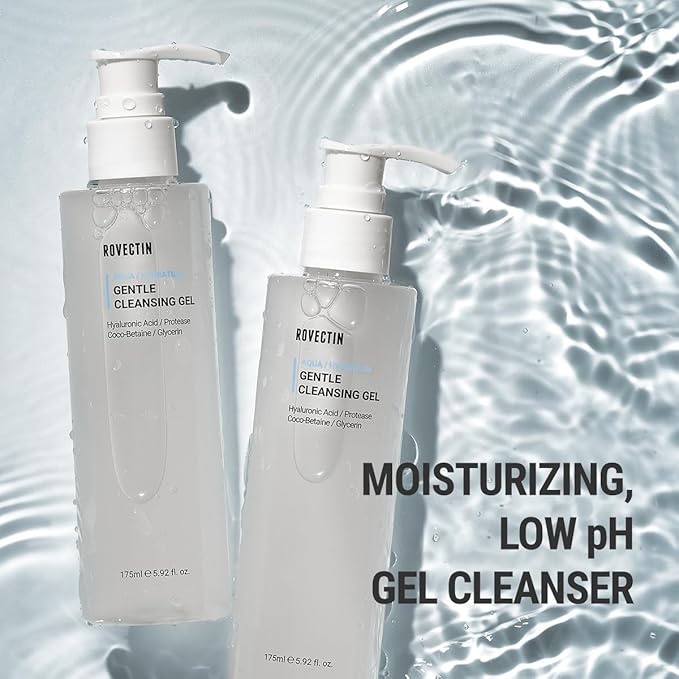 ROVECTIN Calming Lotus Water Cream (2.1 fl.oz, 60ml) Moisturizer + Aqua Cleansing Gel (5.9 fl. oz, 175ml) pH| Bundle [2 Pack]