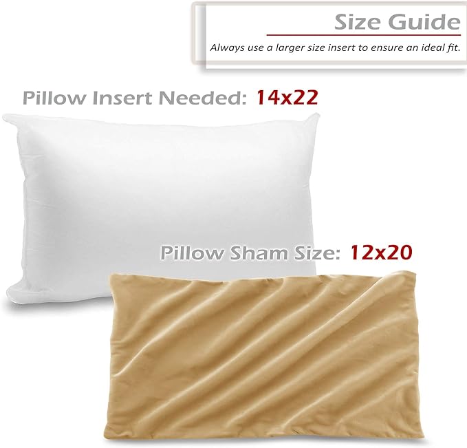 Throw Pillow Inserts Pack of 2 with Velvet Soft Solid Decorative Square Throw Pillow Covers Set for Sofa Couch Car Bedroom, 12X20 Throw Pillows Inserts with 12x18 Washable Cushion Covers, Camel Gold