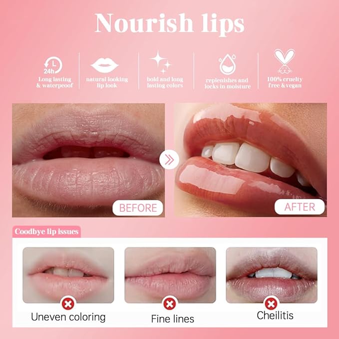 Hydrating Lip Oil, Nourishing Lip Lacquer with Non-Sticky Formula, Color Changing, 0.35 Ounce (5#, 1 Count (Pack of 1))