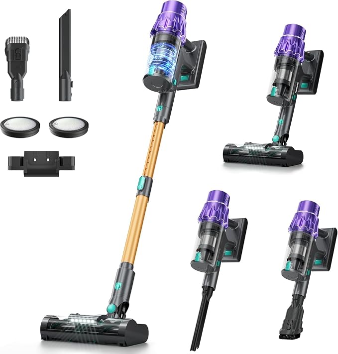 Cordless Vacuum Cleaner, 560W/50KPA/70Mins Vacuum Cleaners for Home with Auto Dust Detection/LED Touch Display, Stick Vacuum Cordless Rechargeable, Pet Vacuum for Pet Hair,Hardwood Floor,Carpet