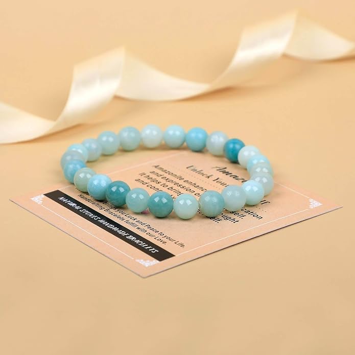 AD Beads Handmade Gemstone Stretch Elastic Bracelet Crystal Healing Reiki Nature's Beauty and Spiritual Essence Unisex