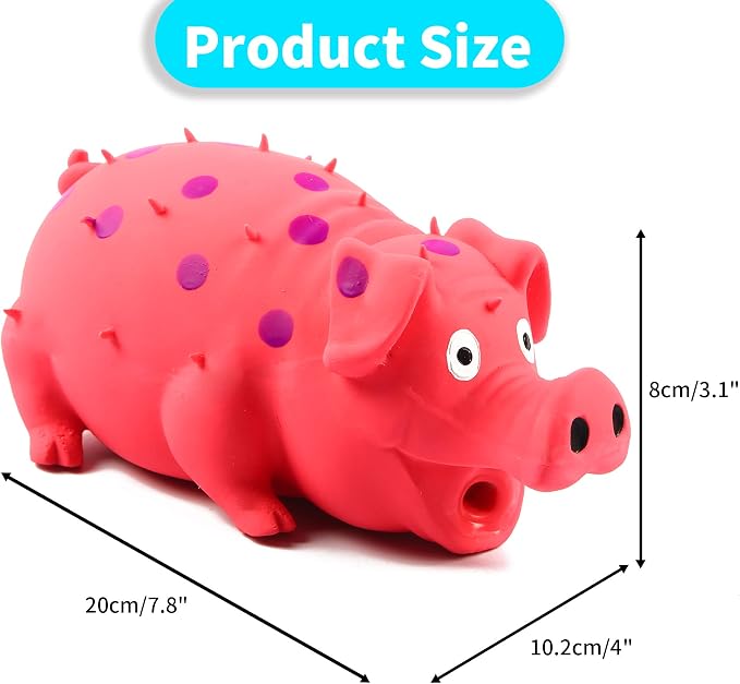 3-Pack Squeaky Pig Dog Toys - Durable Rubber Chew Toys with Oinking & Grunting Sounds for Small, Medium & Large Dogs - Interactive Latex Puppy Toy Set