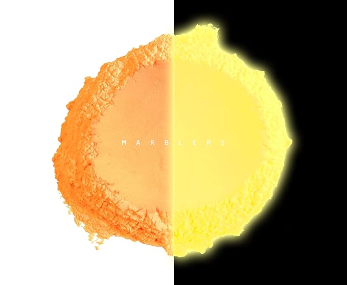 MARBLERS Glow-in-The-Dark Powder [Glow Orange] 0.28oz (8g) | Matte| Dye | Pigment | Non-Toxic | Vegan | Cruelty-Free | Eyeshadow, Nail Polish, Nail Art | Festival, Rave & Party Makeup | Body & Face