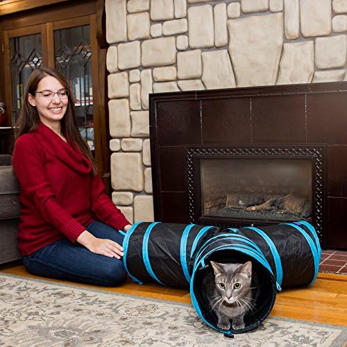PetLike Cat Tunnel for Indoor Cats Collapsible Pop-up Pet Tube Peek Hole Hideaway Play Toys for Cats with Ball