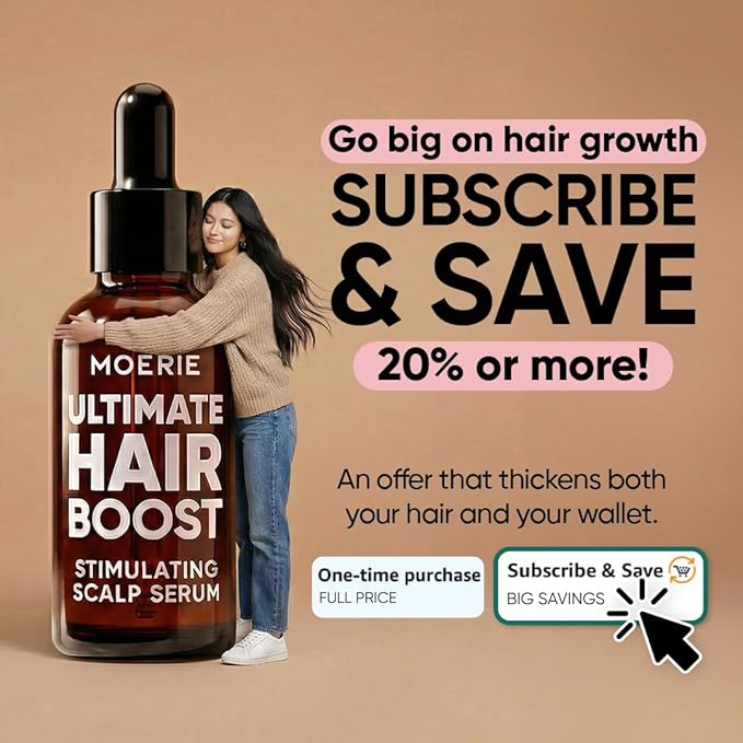 MOERIE Ultimate Hair Growth Serum for Natural Hair Regrowth & Thickening - Anti Thinning & Hair Loss Treatment for Women - Rapid Hair Growth Products (1.69 Fl Oz (Pack of 3))